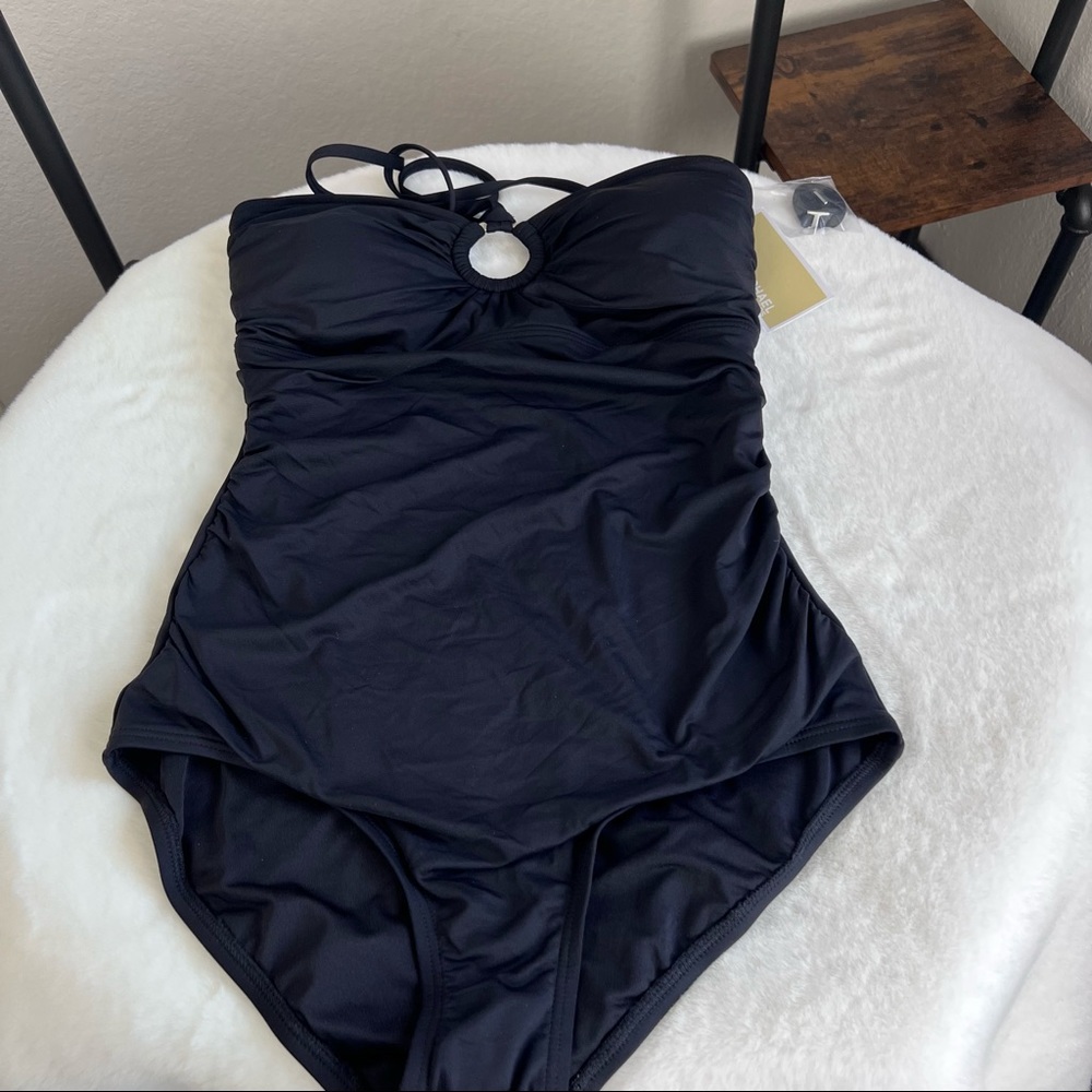 NWT Michael Kors Black One Piece Swimsuit Size 8 Swim Suit Beach Wear Designer